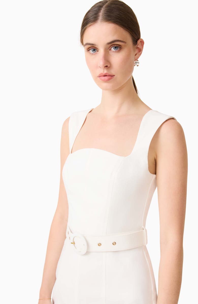 Elliatt Nydia Belted Cotton Blend Sheath Dress, Alternate, color, White