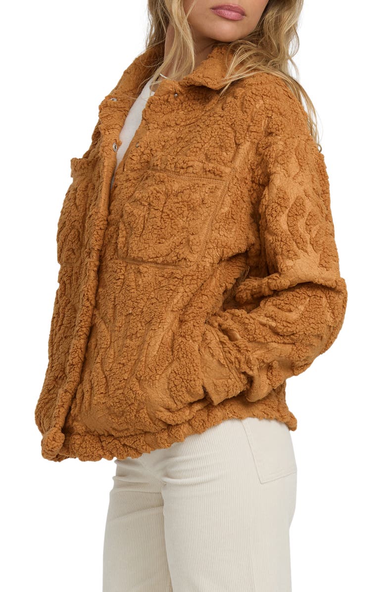Billabong Sundown High Pile Fleece Shacket, Alternate, color, Camel