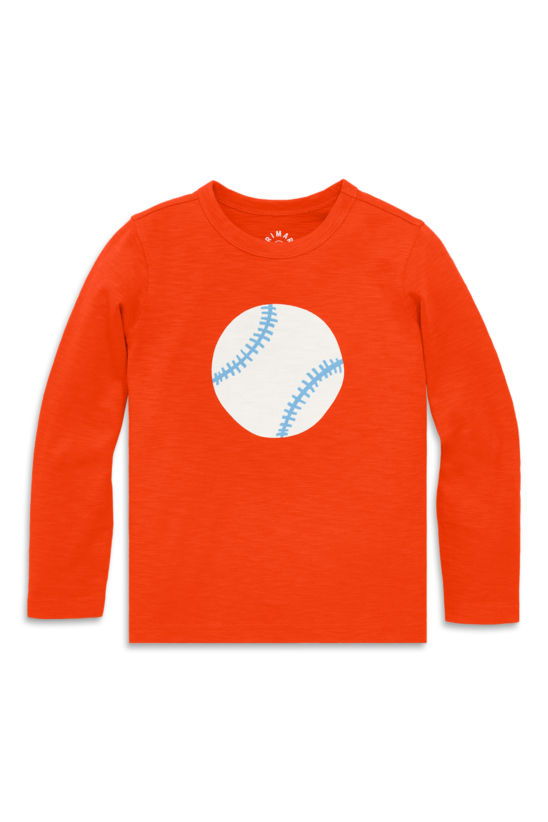 Kids Long Sleeve Baseball Tee, Main, color, Pumpkin Baseball