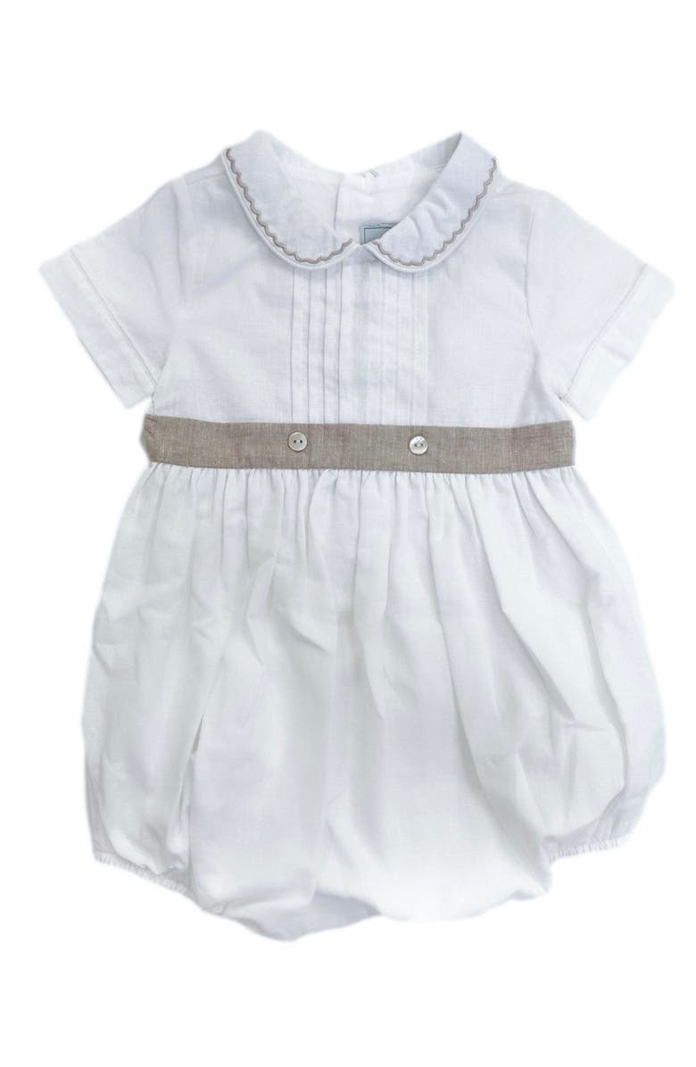 Petite Maison Kids Ashton Linen Romper, Alternate, color, White And Beige