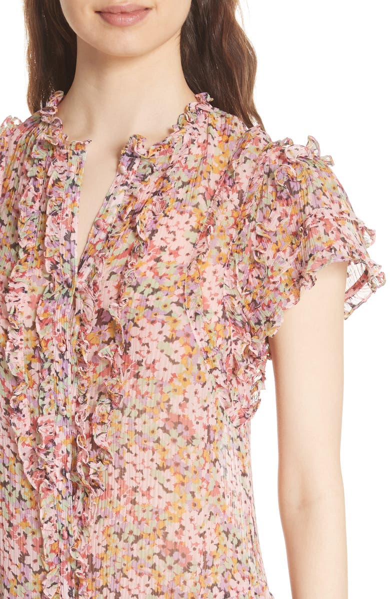 Rebecca Taylor Margo Ruffled Floral Drop Waist Dress, Alternate, color, 