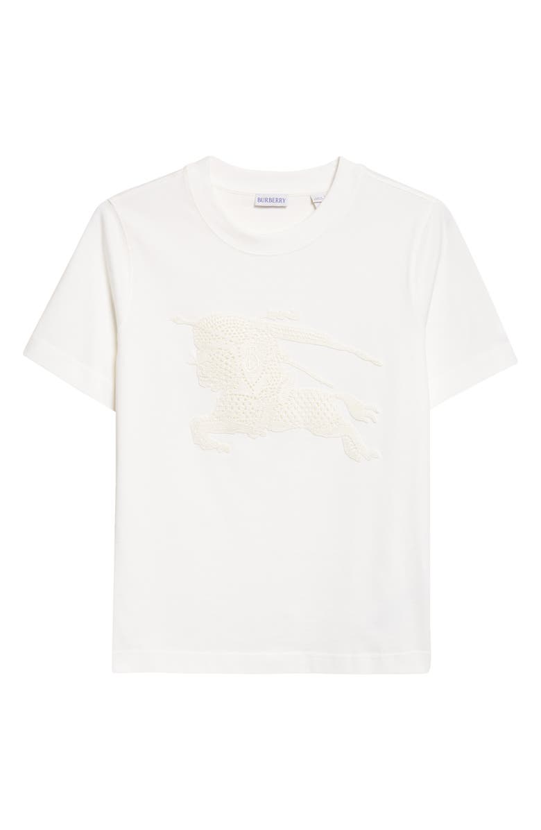 Burberry Frankie Crochet EKD Cotton T-Shirt, Main, color, Chalk