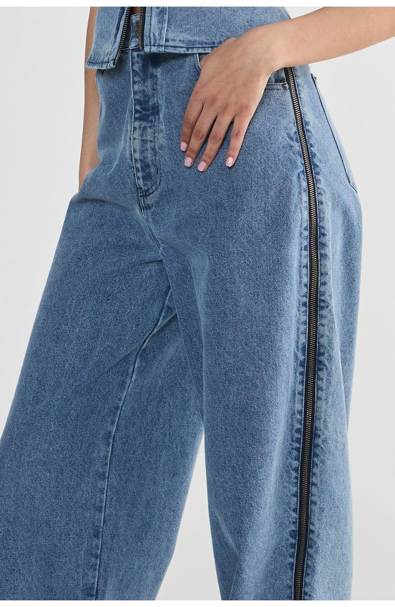 NASTY GAL Zip Seam Detail Straight Leg Denim Jeans, Alternate, color, Authentic Midwash