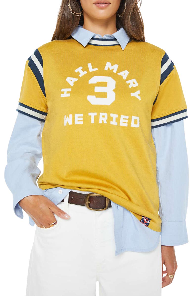 MOTHER The Sport Rib Rowdy Cotton Blend T-Shirt, Main, color, We Tried