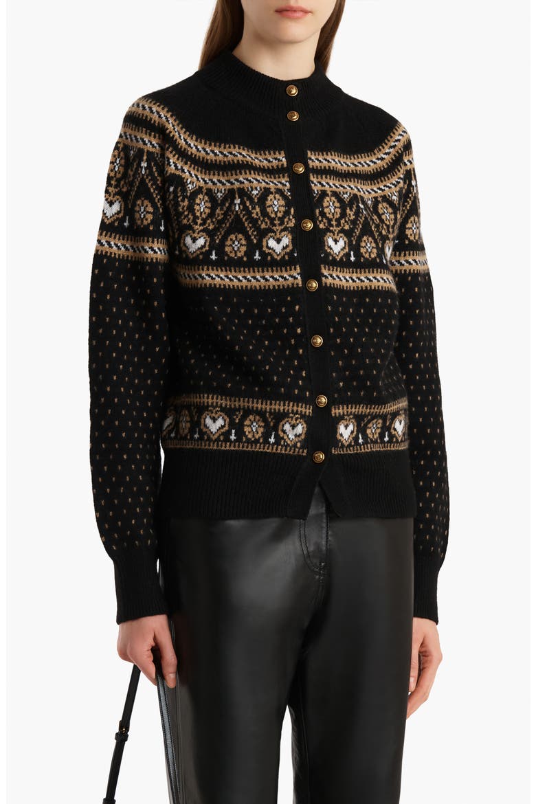 Marc Fair Isle Cashmere Cardigan, Alternate, color, BLACK / CAMEL MULTI