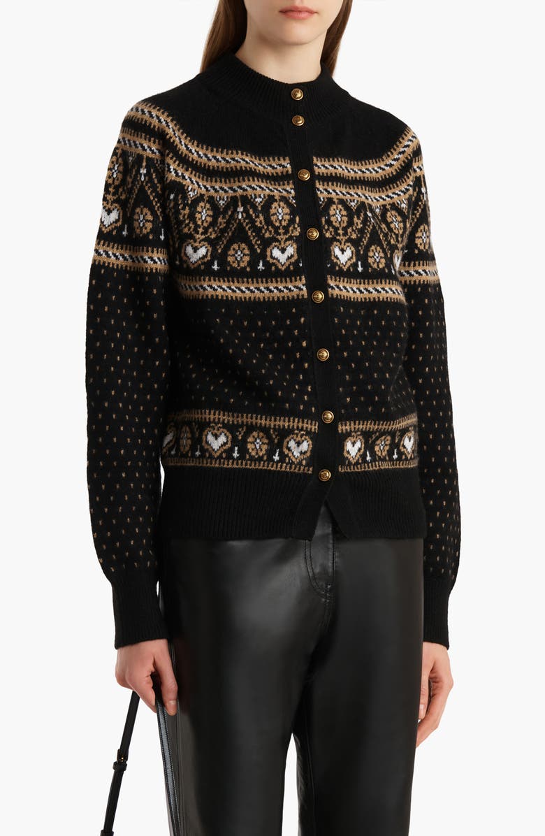 Khaite Marc Fair Isle Cashmere Cardigan, Alternate, color, Black / Camel Multi