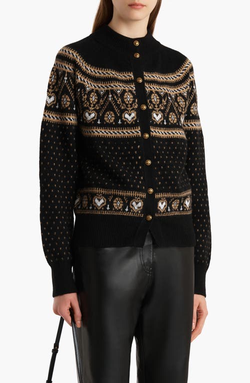 Khaite Marc Fair Isle Cashmere Cardigan In Black