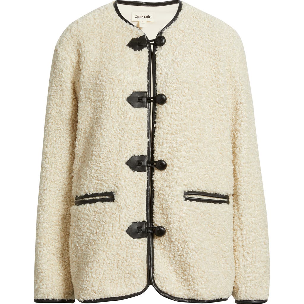 Open Edit Faux Shearling Jacket In White