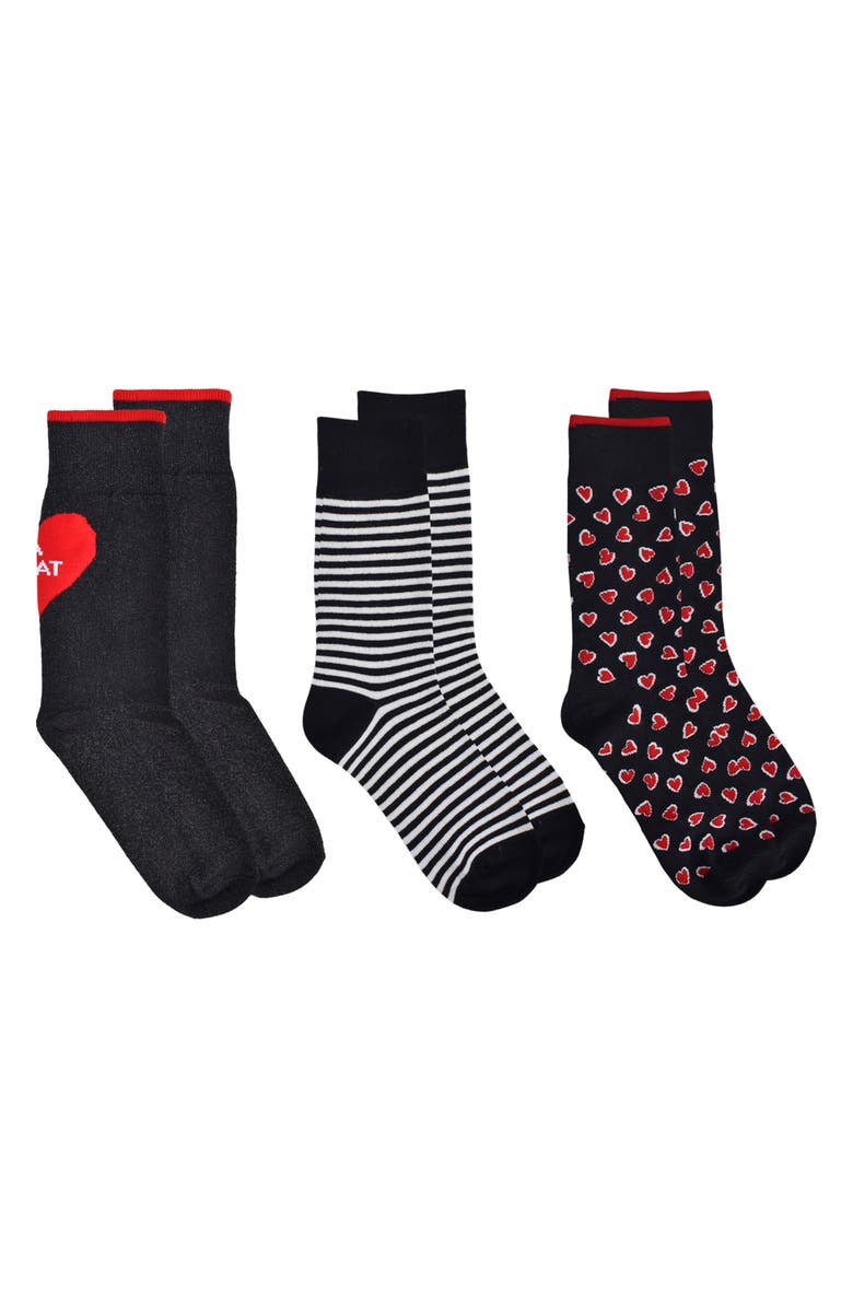 Kate Spade New York assorted 3-pack valentine crew socks, Alternate, color, 