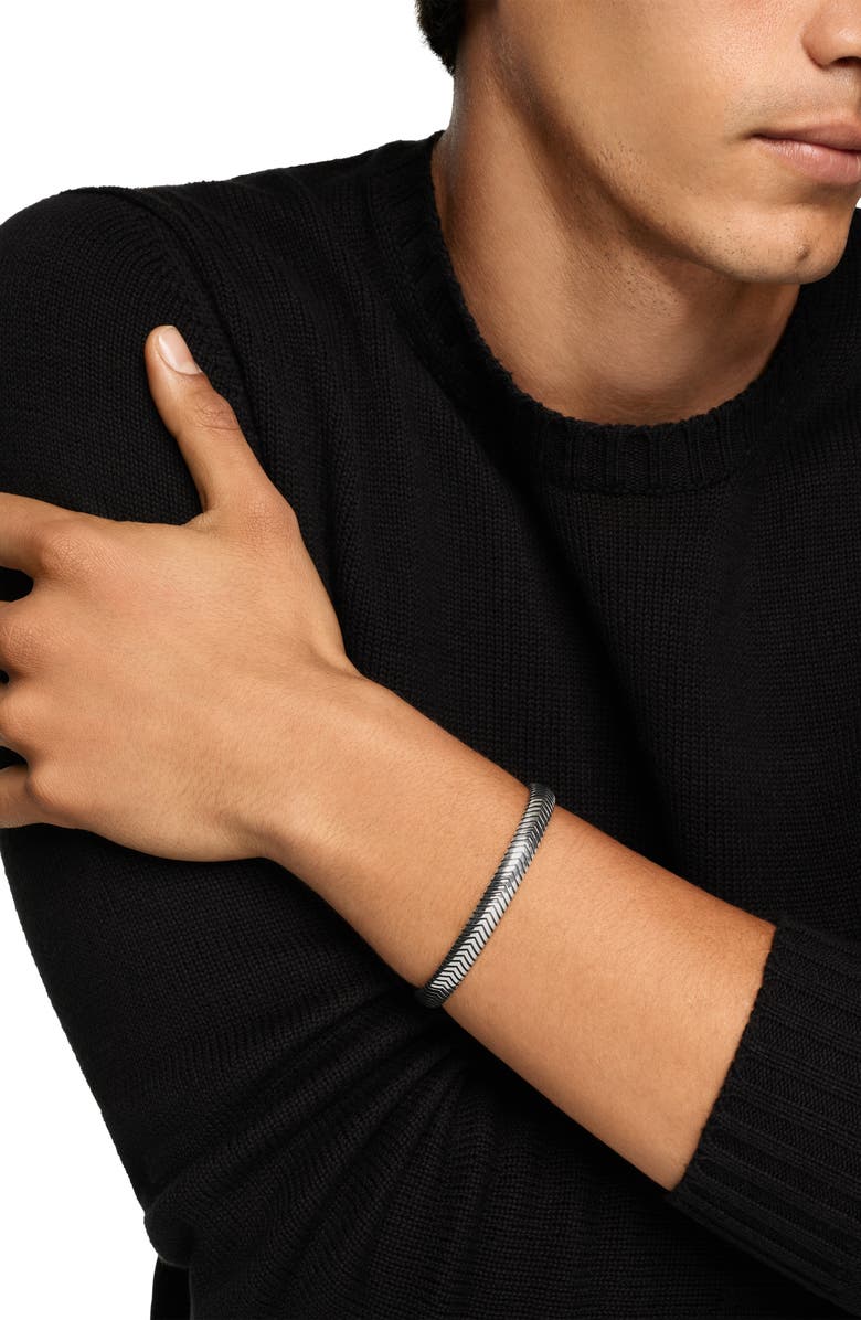 David Yurman Chevron Cuff Bracelet in Sterling Silver, Alternate, color, Silver