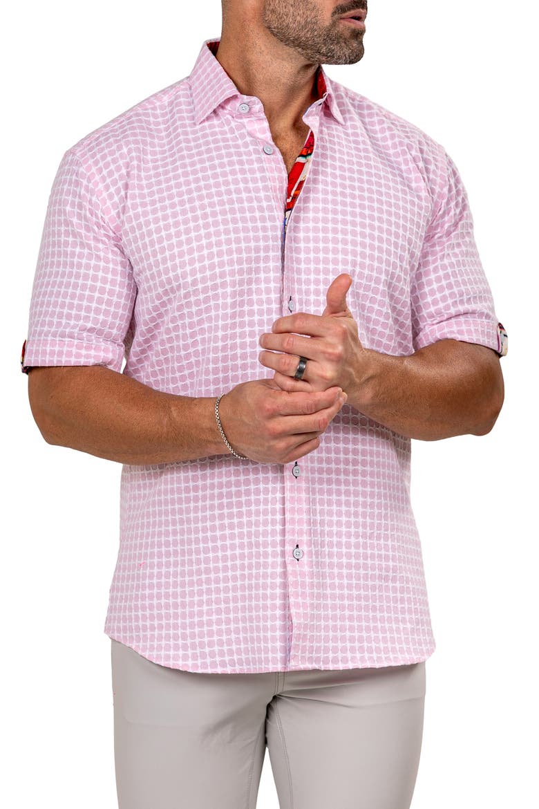 Galileo Marthy Short Sleeve Button-Up Shirt, Alternate, color, PINK