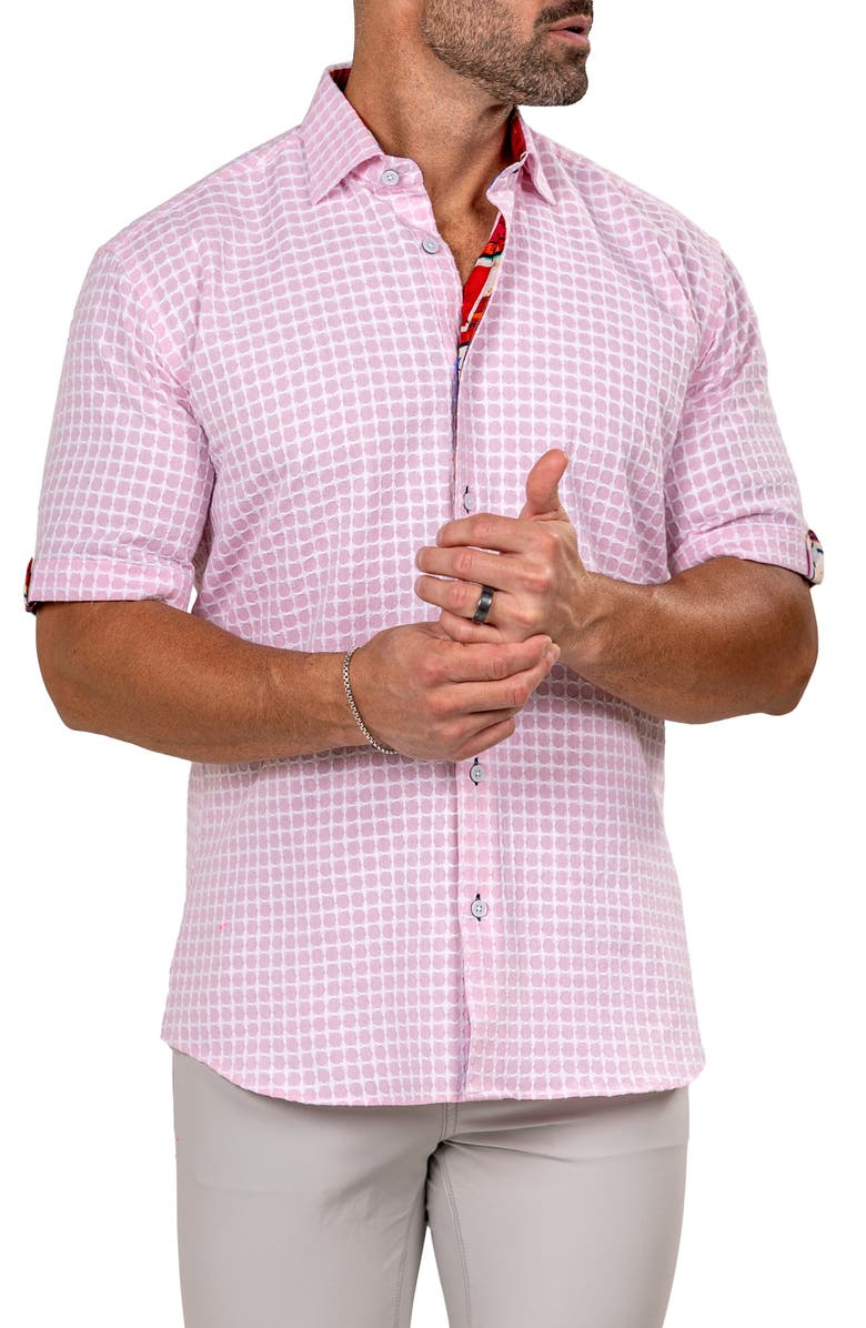 Maceoo Galileo Marthy Short Sleeve Button-Up Shirt, Alternate, color, Pink