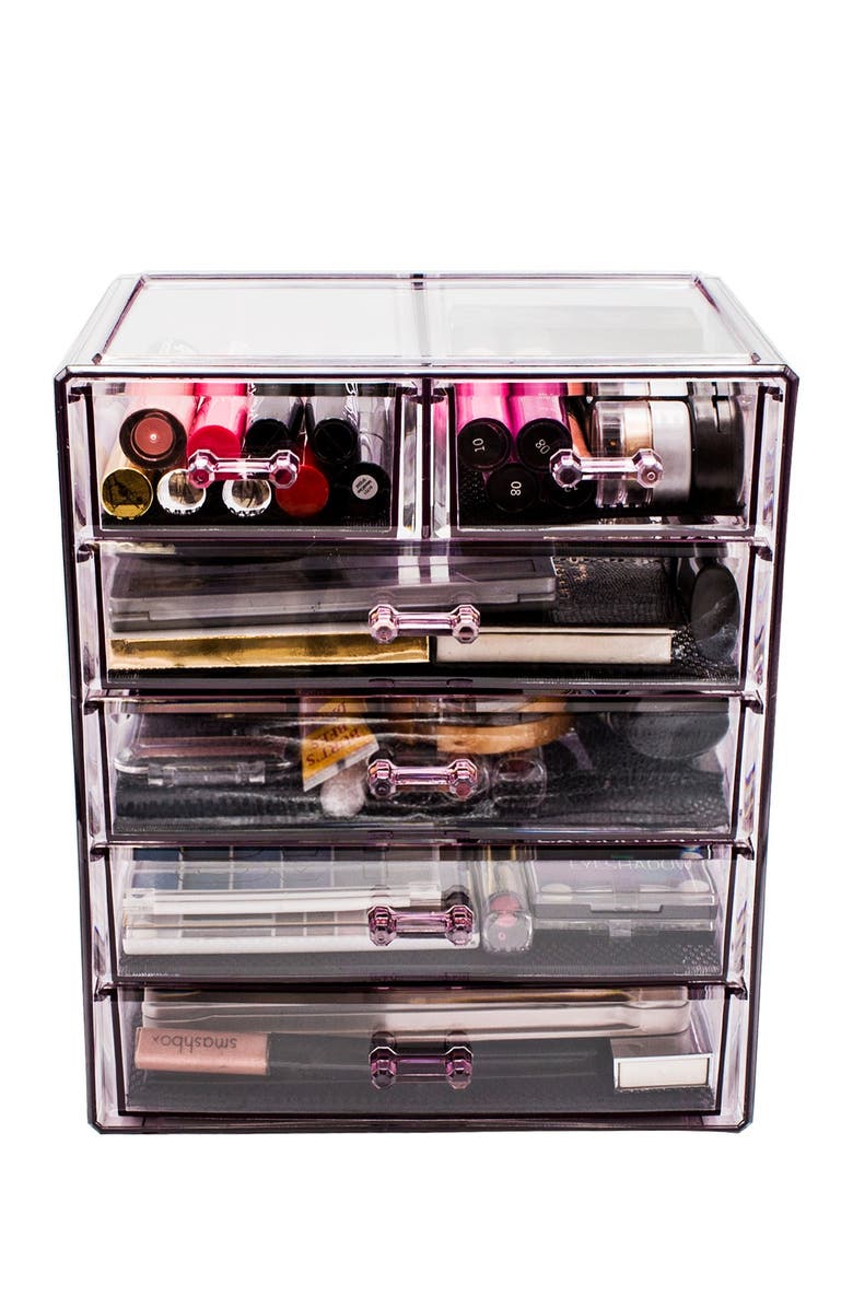 SORBUS Purple Makeup & Jewelry Storage Case Display, Main, color, Purple