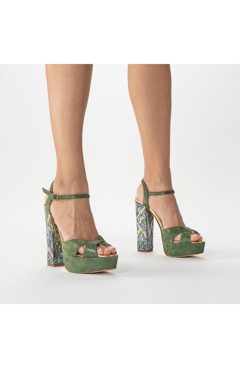 Freya Rose Cher Verde Ankle Strap Pearl Heel Sandal, Alternate, color,