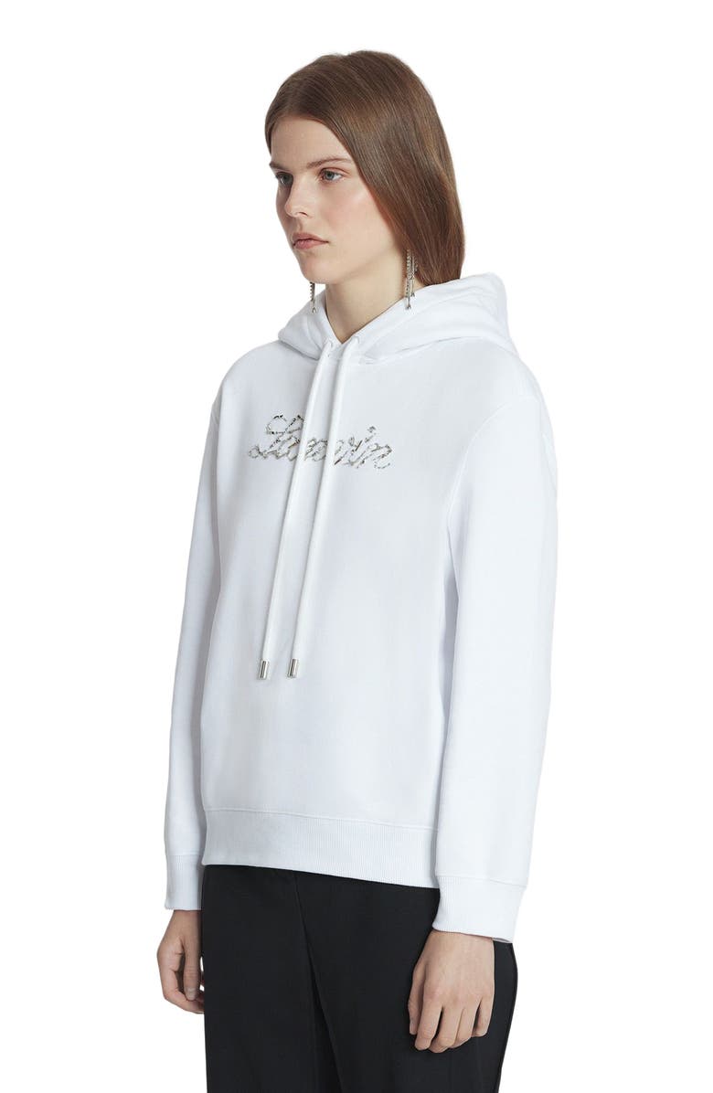 Lanvin Bead Embroidered Hoodie, Alternate, color, Optic White