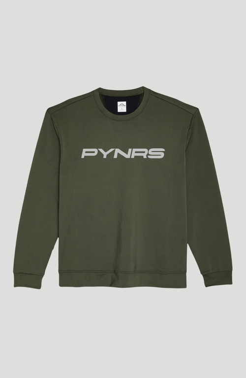 Pynrs Performance Streetwear Draper Running Sweatshirt Original Logo In Deep Olive
