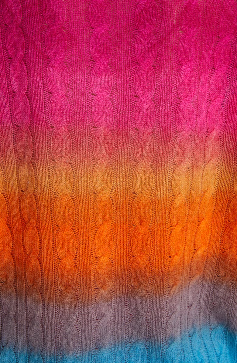 Etro Ombré Colorblock Cable Knit V-Neck Sweater, Alternate, color,