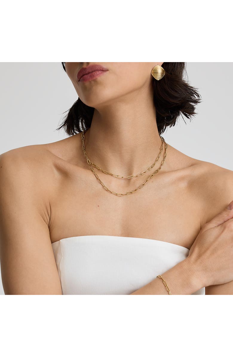 D.LOUISE Paperclip Necklace, Alternate, color, Gold