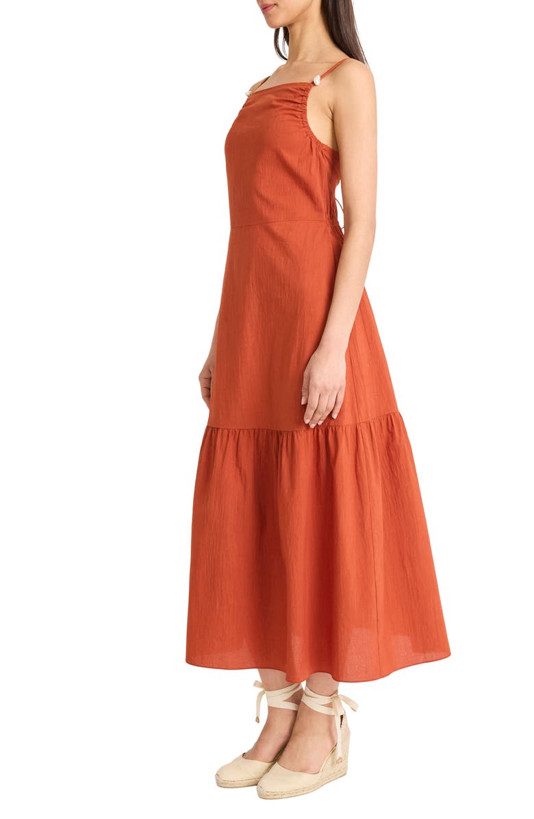 The Good Journey Ruched Open Back Drop Waist Cotton Midi Sundress, Alternate, color, Arabian Spice