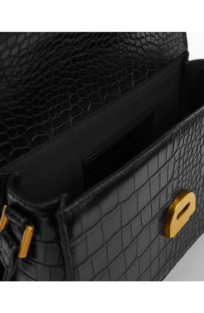 MANGO Croc Embossed Faux Leather Shoulder Bag, Alternate, color,