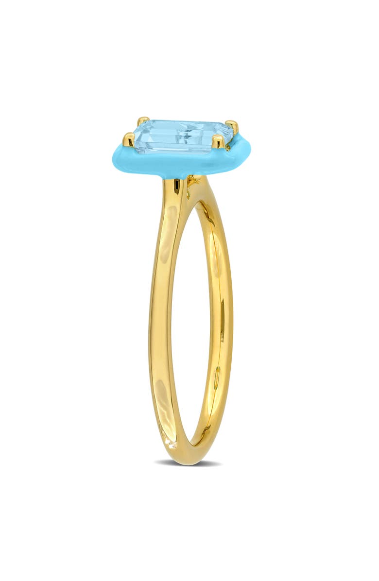 Julianna B. Blue Topaz & Enamel Halo Ring Yellow-Plated, Alternate, color, Blue Topaz