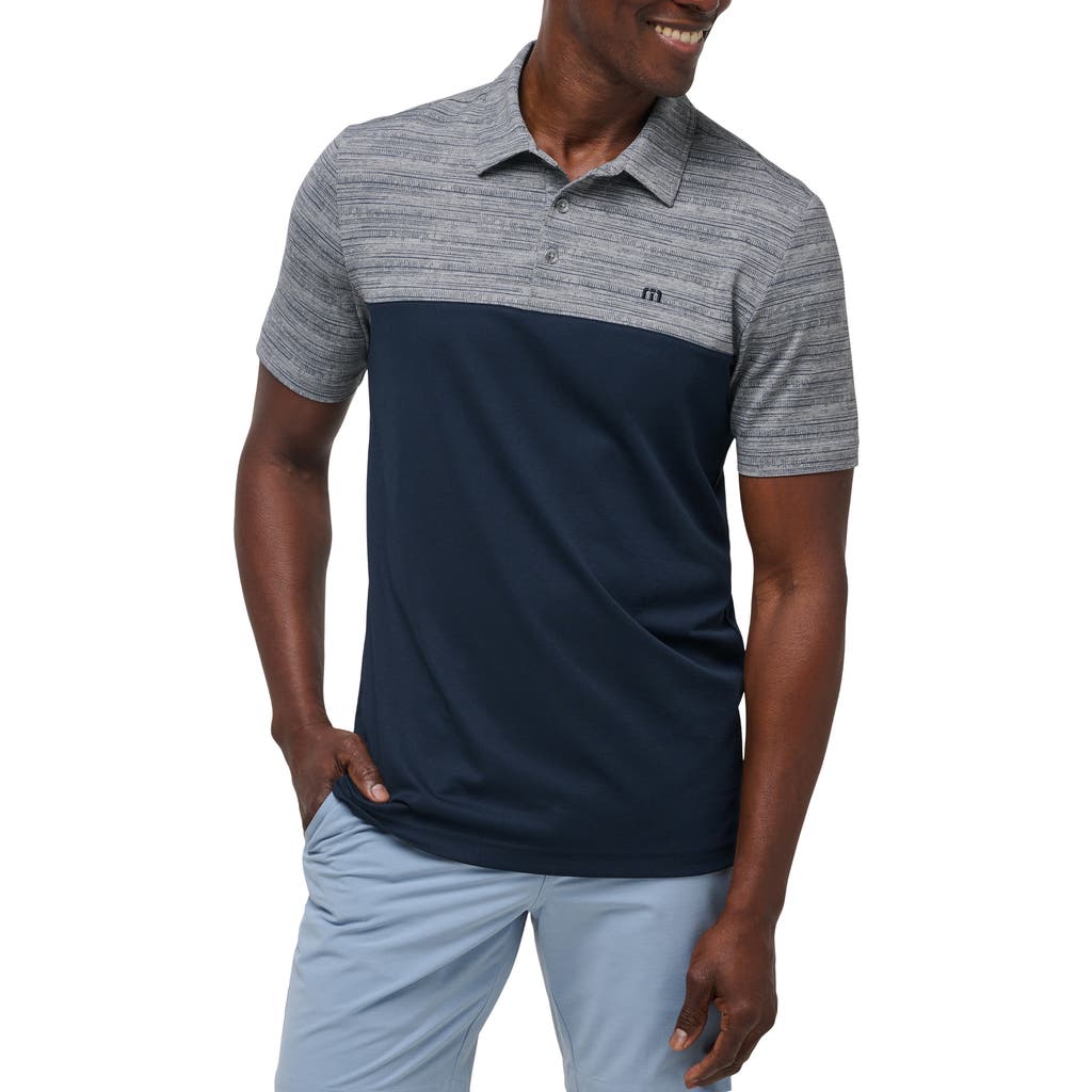 Travismathew Rocky Beach Colorblock Polo In Heather Medium Grey