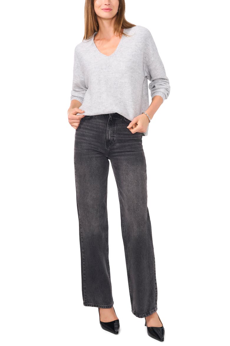 Sequin Detail V-Neck Sweater, Alternate, color, VAPOR
