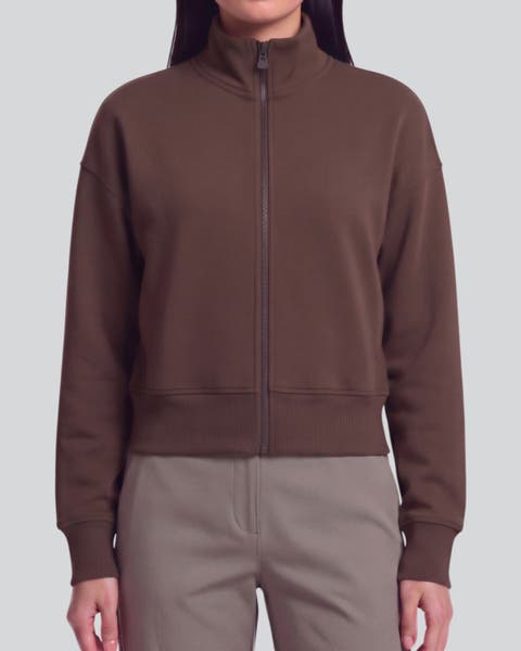 Cropped Stretch Knit Zip Jacket