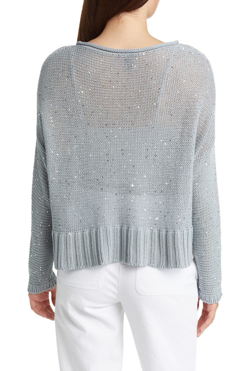 Eileen Fisher Boatneck Sequin Organic Cotton Crop Sweater, Alternate, color, 