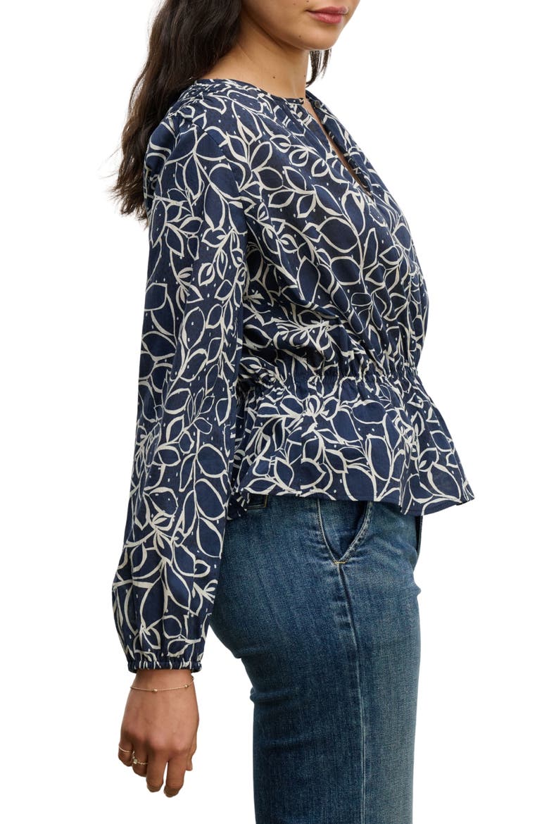 Wynne Printed Voile Peplum Top, Alternate, color, NAVY