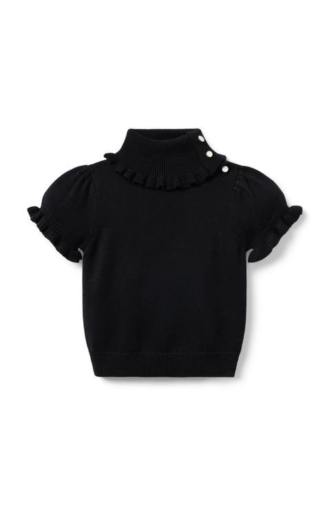 Turtleneck Puff Sleeve Sweater Top (Infant)