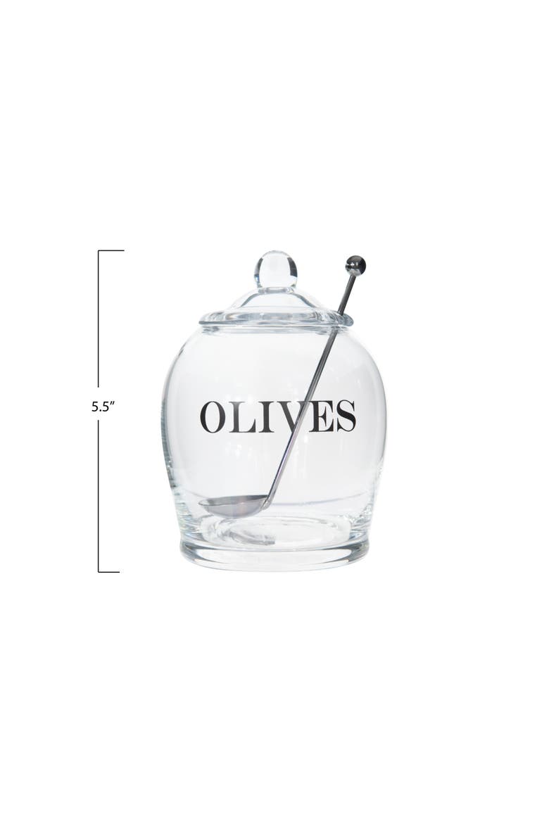 "OLIVE" Jar with Lid & Slotted Spoon, Alternate, color, Clear