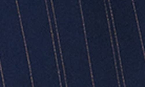Shop Sam Edelman Aliya Pinstripe Cinch Waist Blazer In Navy Staggered Stripe