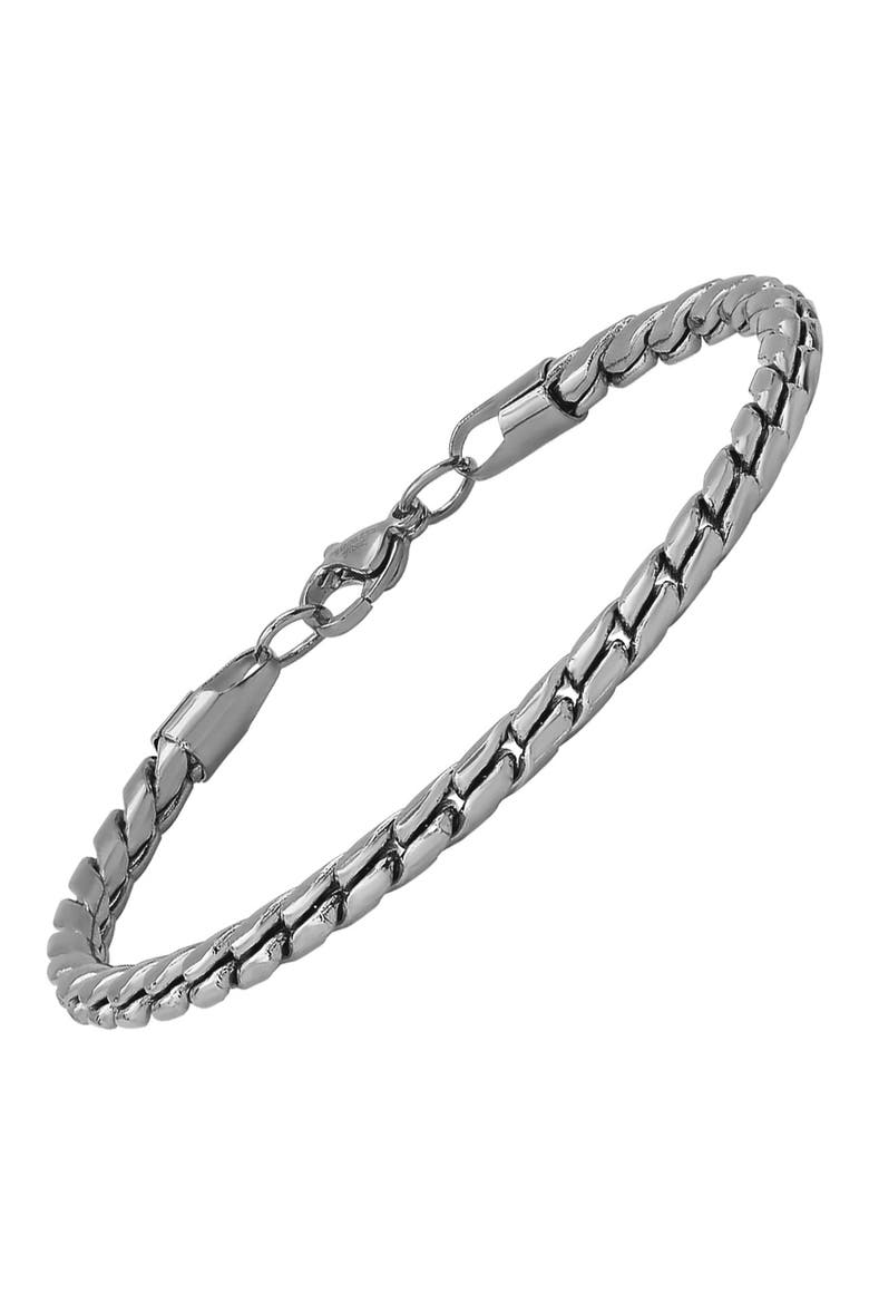 Men's Oxidized Stainless Steel Chain Bracelet, Alternate, color, METALLIC