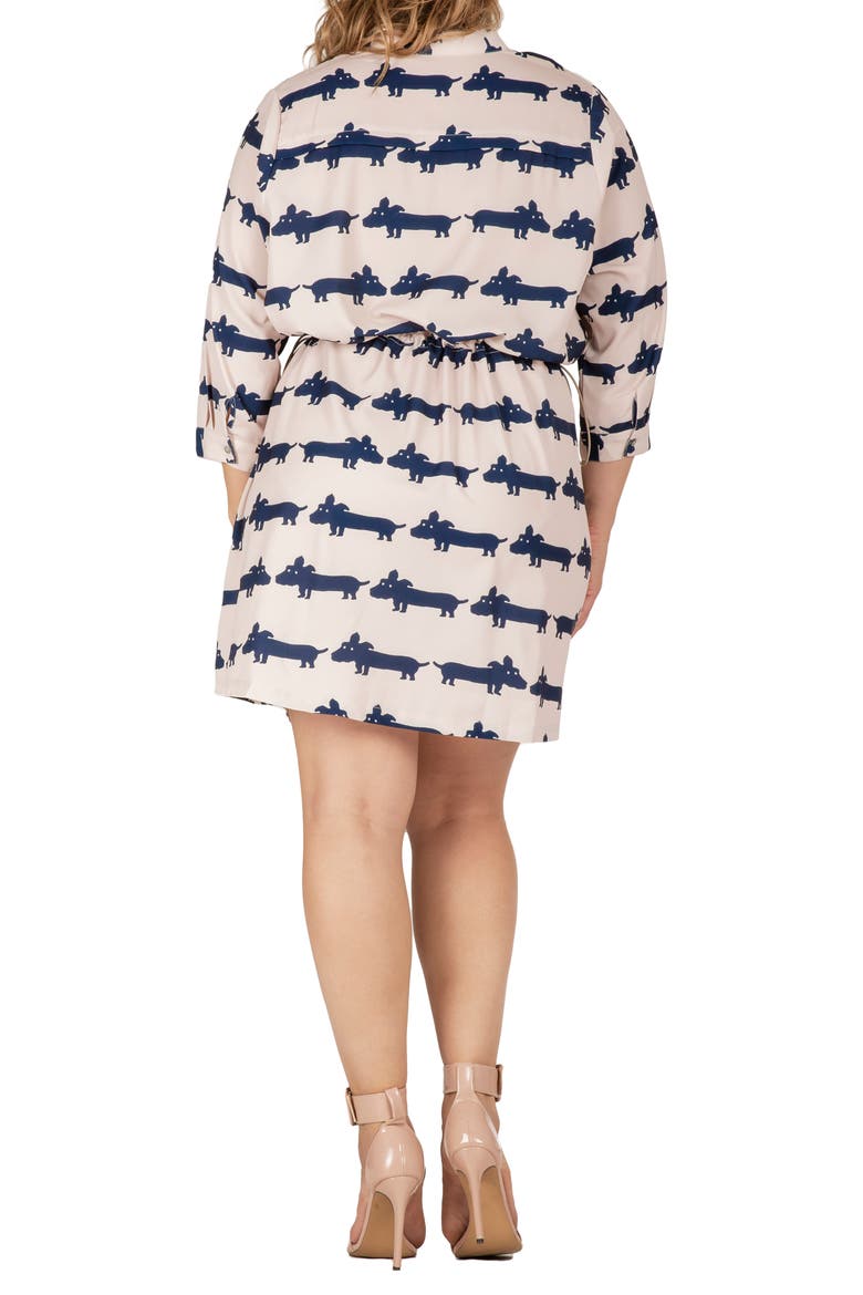 Blouson Dress, Alternate, color, CREAM NAVY