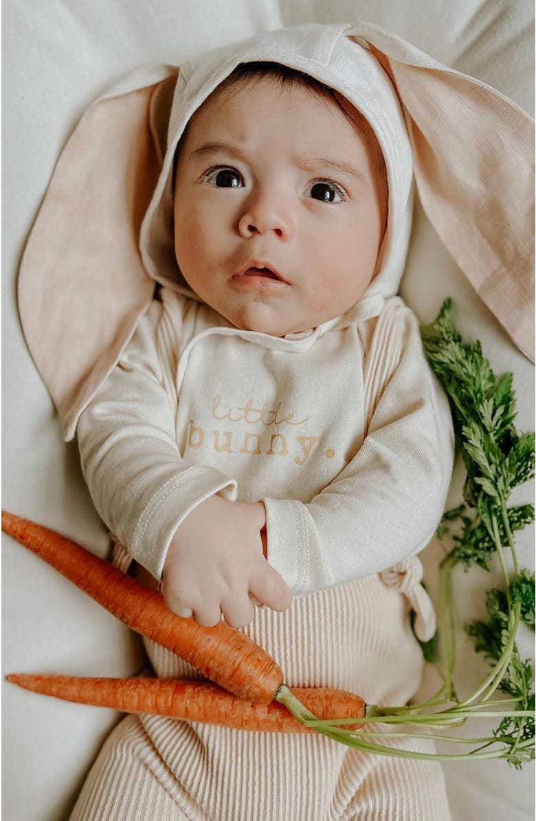 Tenth & Pine Little Bunny Organic Baby Bodysuit Long Sleeve, Alternate, color, Natural