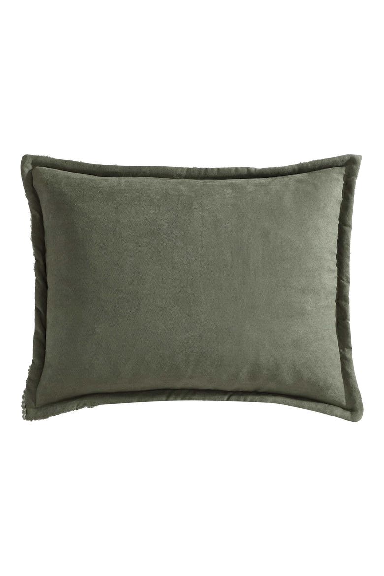 Big Lake Plaid Reversible Faux Shearling Comforter Set, Alternate, color, GREEN