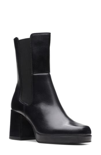 Clarks Pique Up Platform Chelsea Boot In Black