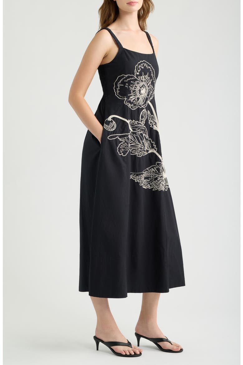 Joplin Organic Cotton Ankle Dress, Alternate, color, BLACK IVORY