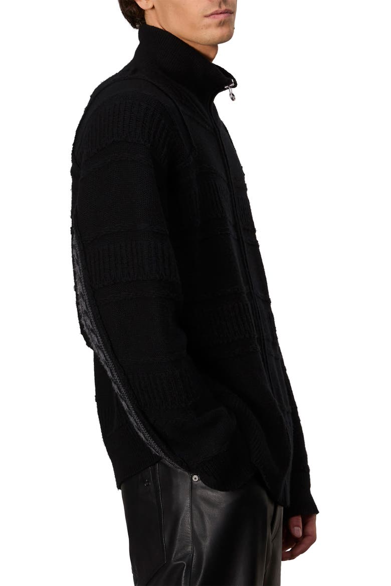 Colton Zip Front Extrafine Merino Wool Blend Sweater, Alternate, color, BLACK