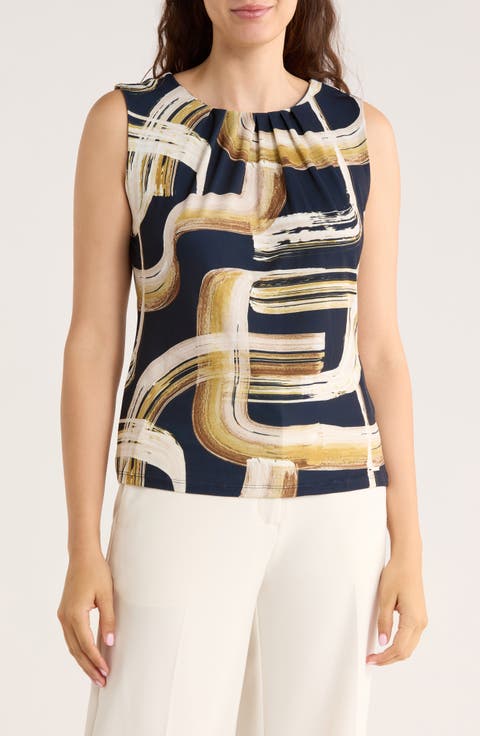 Pleated Neck Sleeveless Top