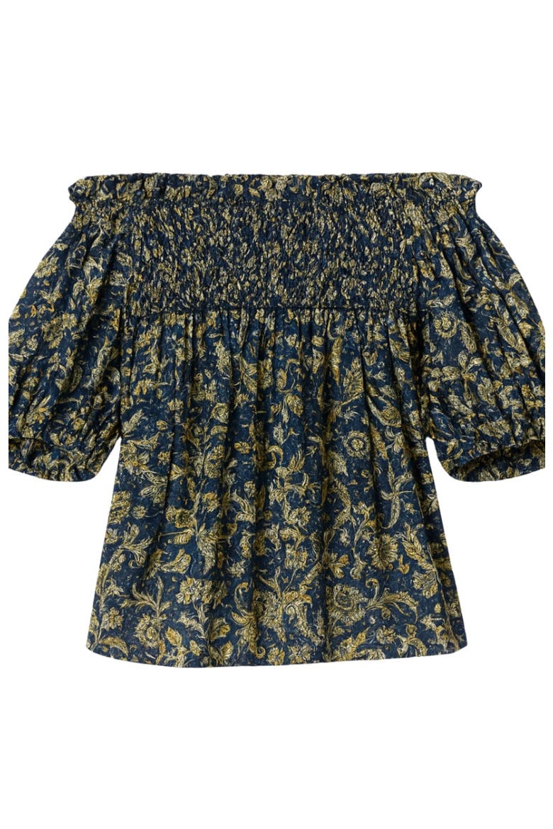 Charlene Smocked Top, Alternate, color, Navy Multi