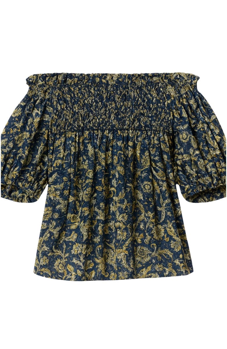 Rebecca Taylor Charlene Smocked Top, Alternate, color, Navy Multi