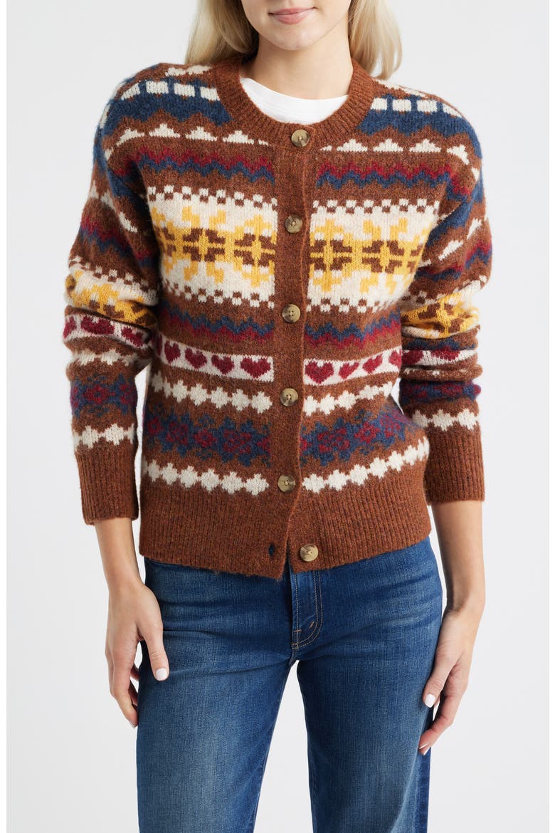 Fair Isle Cardigan, Main, color, BITTER CHOCOLATE