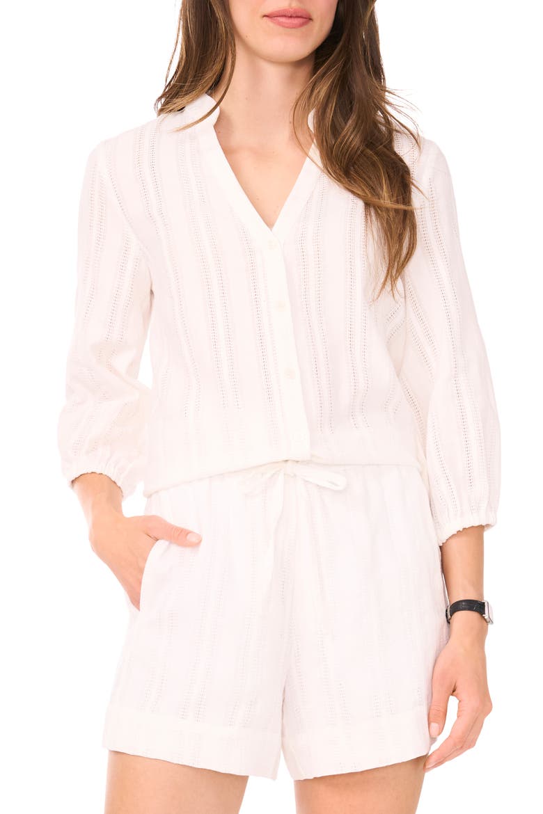 Cotton Button-Up Top, Main, color, BRIGHT WHITE