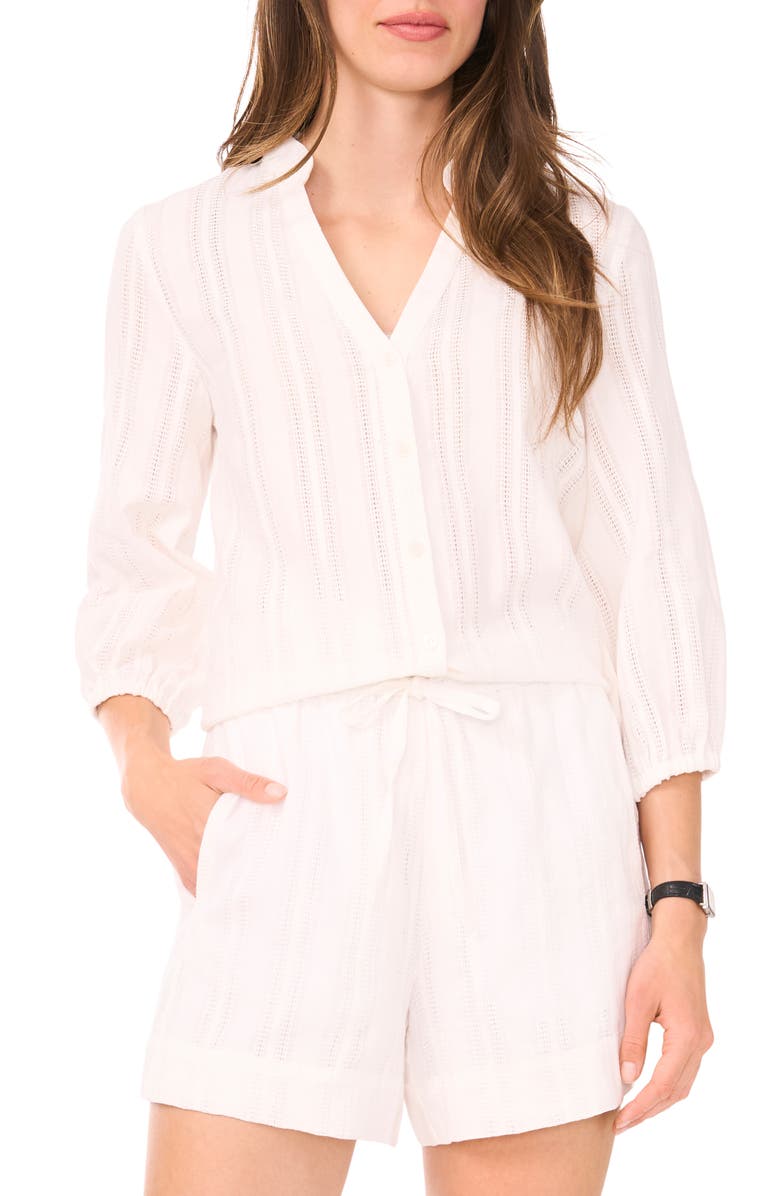 Halogen<sup>®</sup> Cotton Button-Up Top, Main, color, Bright White