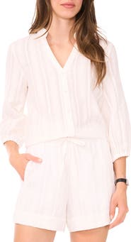 Halogen® Cotton Button-Up Top