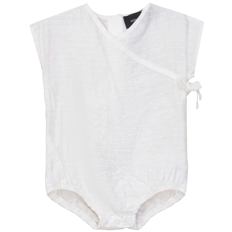 Girl Textured V-Neck Tie-Side Romper (Toddler)