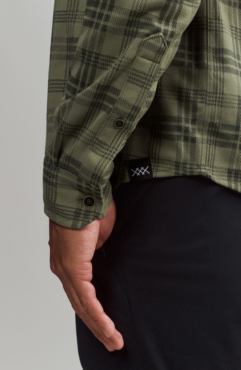 Rhone Hardy Check Flannel Button-Up Shirt, Alternate, color, Turtle Green Plaid