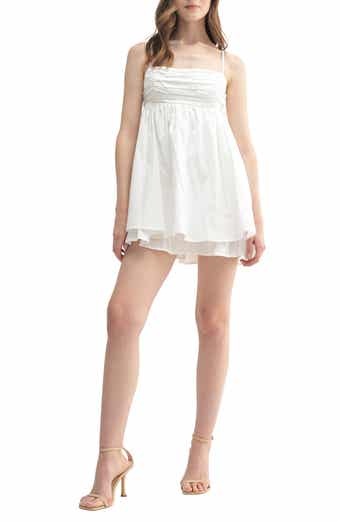 All in Favor Pleat Detail Cotton Babydoll Minidress